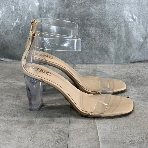 INC INTERNATIONAL CONCEPTS Women's Clear Vinyl Makenna Block Heel Sandals SZ 8 - Picture 1 of 9